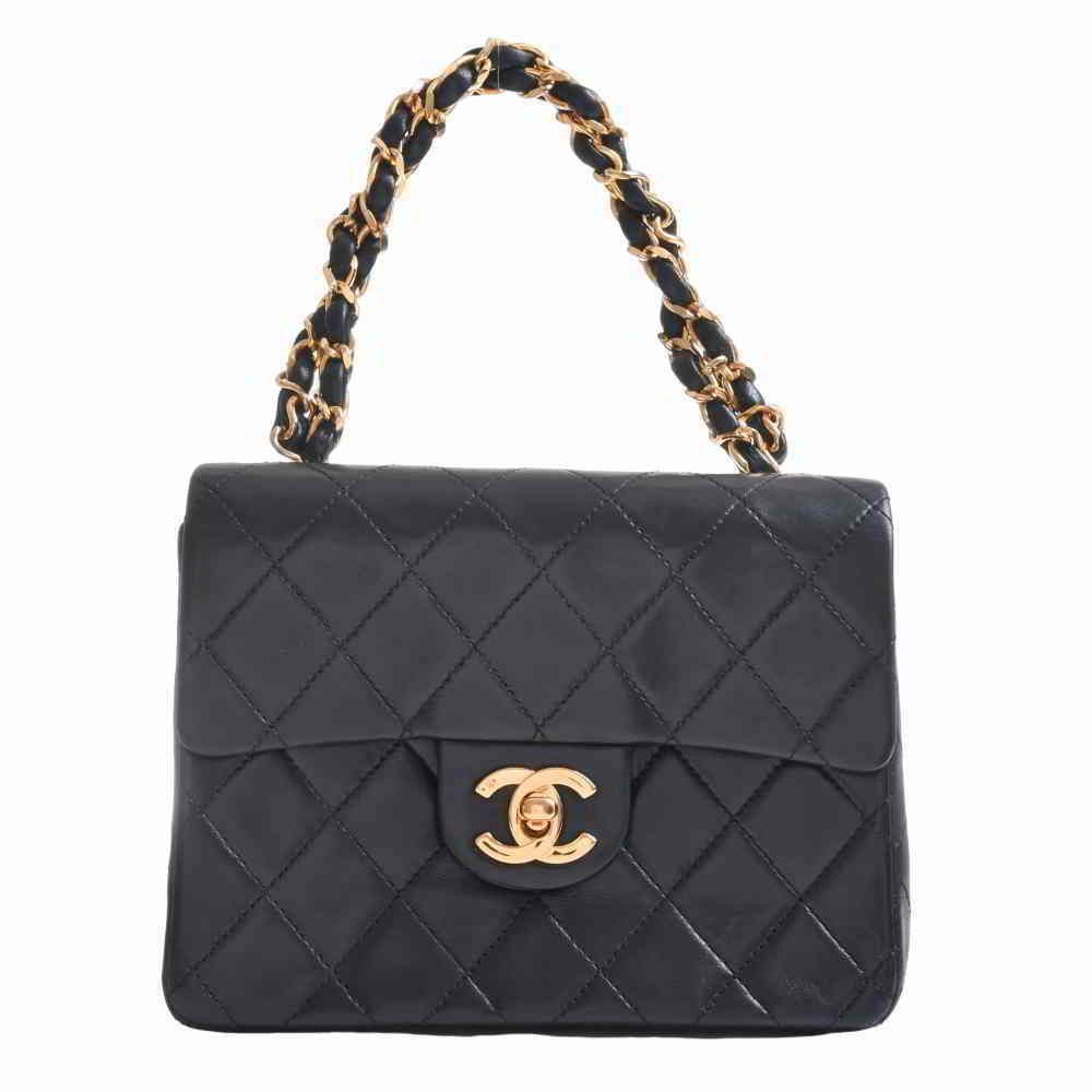 Chanel Lambskin Matelasse Chain Handbag Black